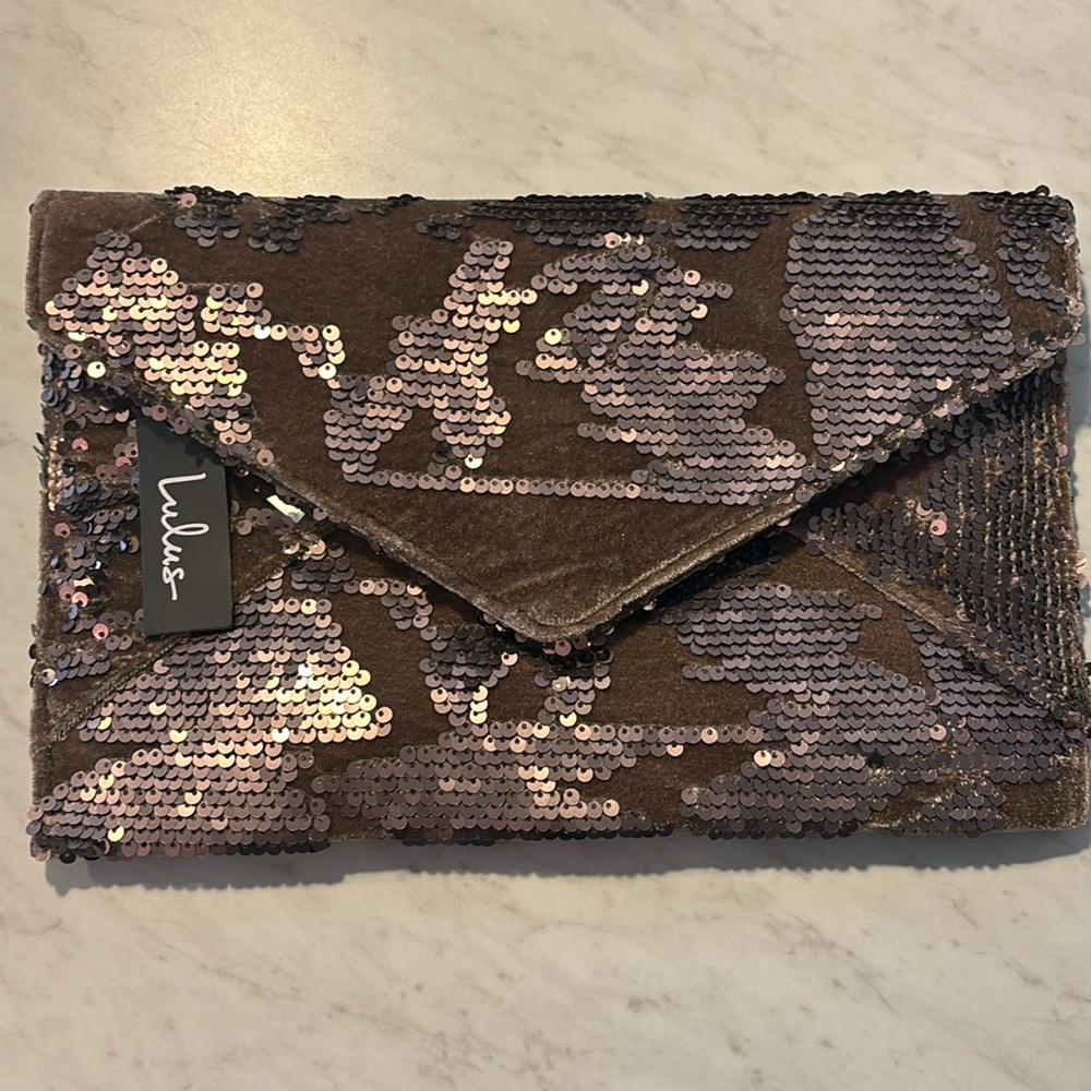 Sequin velvet clutch. New with tags.